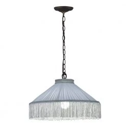 Flair 60.5 in. 1-Light Antique Brass Pendant with Fabric Shade by Springdale Lighting