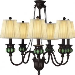 Green 6-Light Antique Bronze Chandelier Pendant Softback Fabric by Springdale Lighting 12 Green 6-Light Antique Bronze Chandelier Pendant Softback Fabric by Springdale Lighting -Litton Lane Sales antique bronze springdale lighting chandeliers th19018 fa 1000