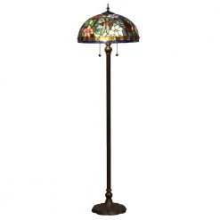 62 in. Josef Antique Bronze 2-Light Floor Lamp with Tiffany Art Glass Shade by Springdale Lighting