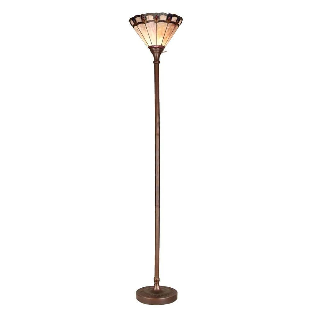 Aldridge 71 in. Antique Bronze Art Glass Torchiere by Springdale Lighting 3 Aldridge 71 in. Antique Bronze Art Glass Torchiere by Springdale Lighting