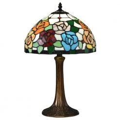 19.5 East Cape Antique Bronze Table Lamp with Tiffany Art Glass Shade by Springdale Lighting