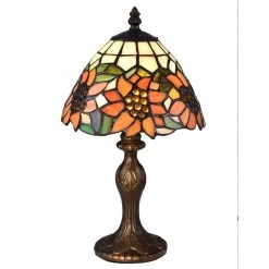 14 in. Discovery Antique Bronze Table Lamp with Tiffany Art Glass Shade by Springdale Lighting