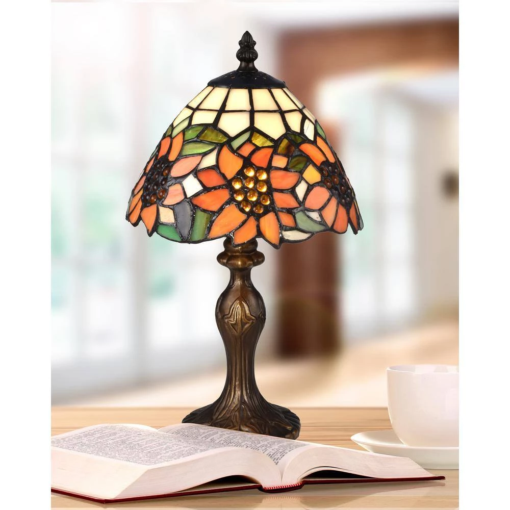 14 in. Discovery Antique Bronze Table Lamp with Tiffany Art Glass Shade by Springdale Lighting 4 14 in. Discovery Antique Bronze Table Lamp with Tiffany Art Glass Shade by Springdale Lighting - Image 2