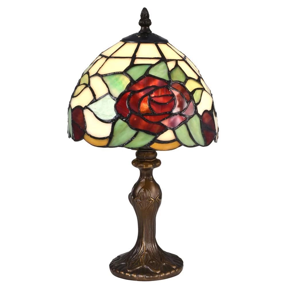14.5 in. Indian Rose Antique Bronze Table Lamp with Tiffany Art Glass Shade by Springdale Lighting 3 14.5 in. Indian Rose Antique Bronze Table Lamp with Tiffany Art Glass Shade by Springdale Lighting