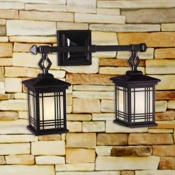 Avery Lantern 2-Light Antique Bronze Wall Sconce by Springdale Lighting -Litton Lane Sales antique bronze springdale lighting wall sconces 2604 2lmw 31 1000