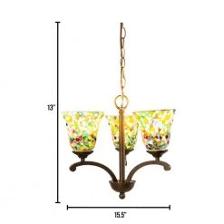 Remy 3-Light Antique Golden Bronze Chandelier with Mosaic Art Glass by Springdale Lighting