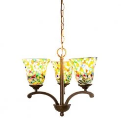 Remy 3-Light Antique Golden Bronze Chandelier with Mosaic Art Glass by Springdale Lighting -Litton Lane Sales antique golden bronze springdale lighting chandeliers sth19108 fa 1000