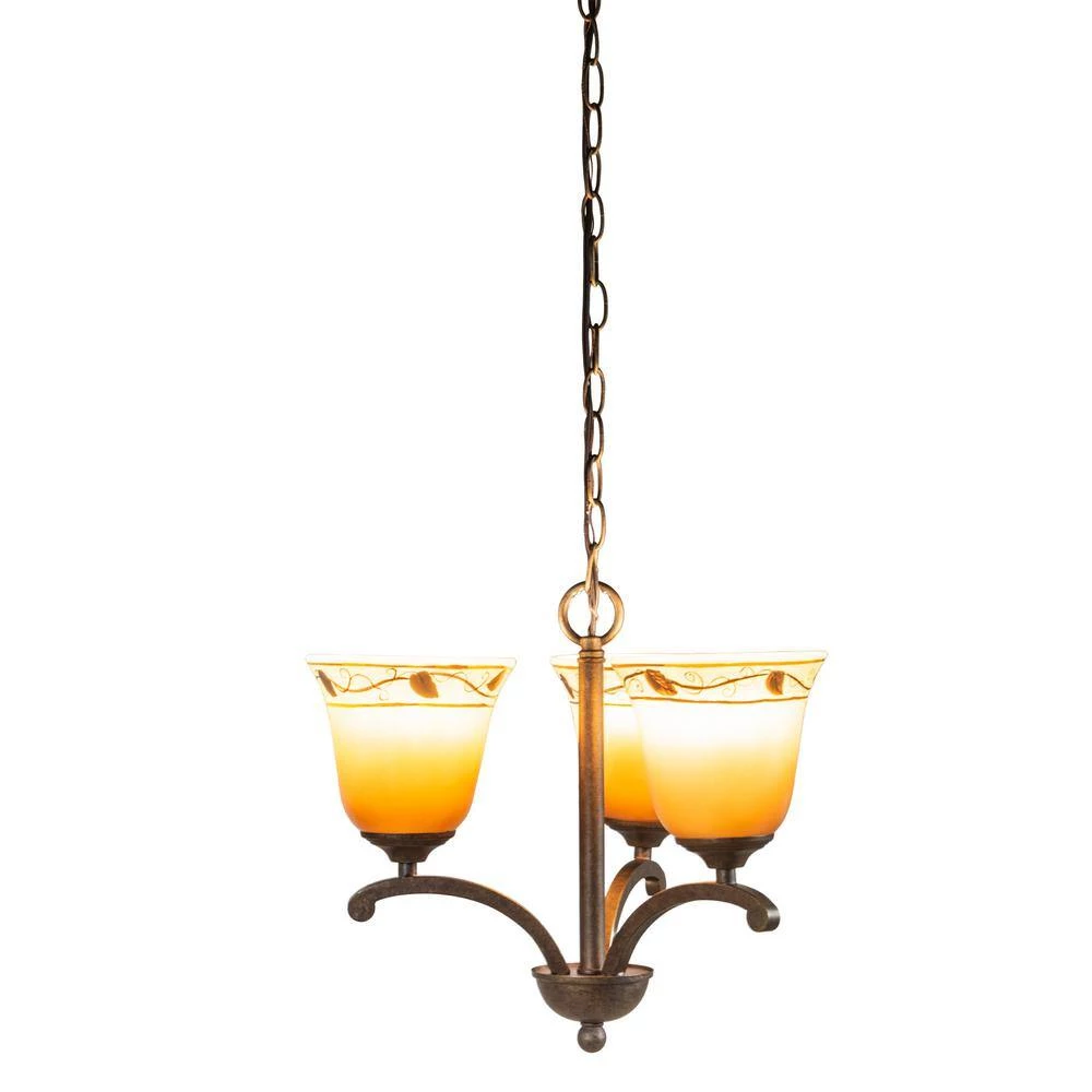 Garden 3-Light Antique Golden Bronze Chandelier with Hand Painted Art Glass by Springdale Lighting 8 Garden 3-Light Antique Golden Bronze Chandelier with Hand Painted Art Glass by Springdale Lighting - Image 6