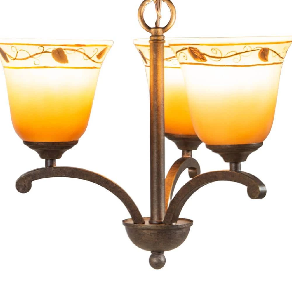 Garden 3-Light Antique Golden Bronze Chandelier with Hand Painted Art Glass by Springdale Lighting 5 Garden 3-Light Antique Golden Bronze Chandelier with Hand Painted Art Glass by Springdale Lighting - Image 3