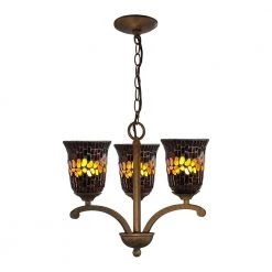 Shell 3-Light Antique Golden Bronze Chandelier with Mosaic Art Glass by Springdale Lighting -Litton Lane Sales antique golden bronze springdale lighting chandeliers th14254 1f 1000