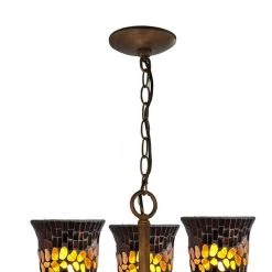 Shell 3-Light Antique Golden Bronze Chandelier with Mosaic Art Glass by Springdale Lighting -Litton Lane Sales antique golden bronze springdale lighting chandeliers th14254 4f 1000