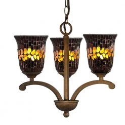 Shell 3-Light Antique Golden Bronze Chandelier with Mosaic Art Glass by Springdale Lighting -Litton Lane Sales antique golden bronze springdale lighting chandeliers th14254 c3 1000