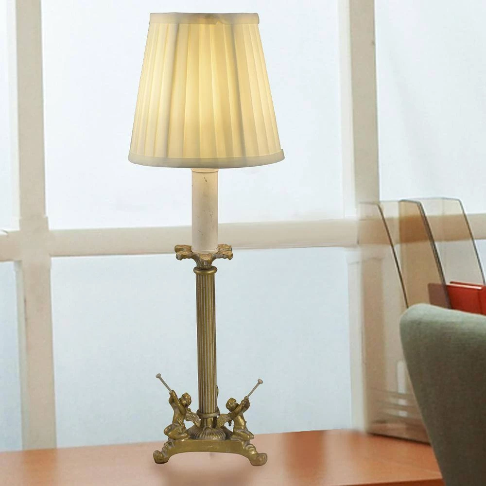 Angel 18 in. Antique Golden Silver Table Lamp with Fabric Shade by Springdale Lighting 8 Angel 18 in. Antique Golden Silver Table Lamp with Fabric Shade by Springdale Lighting - Image 6