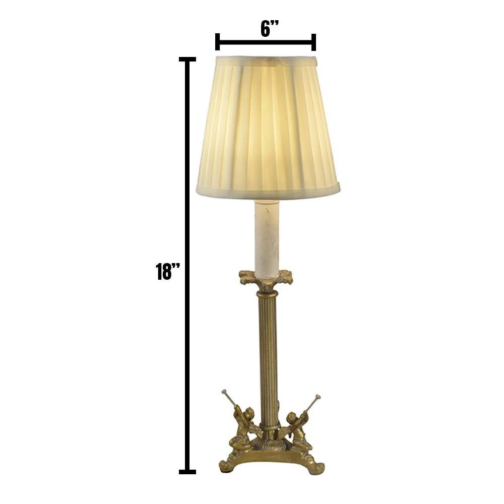 Angel 18 in. Antique Golden Silver Table Lamp with Fabric Shade by Springdale Lighting 5 Angel 18 in. Antique Golden Silver Table Lamp with Fabric Shade by Springdale Lighting - Image 3
