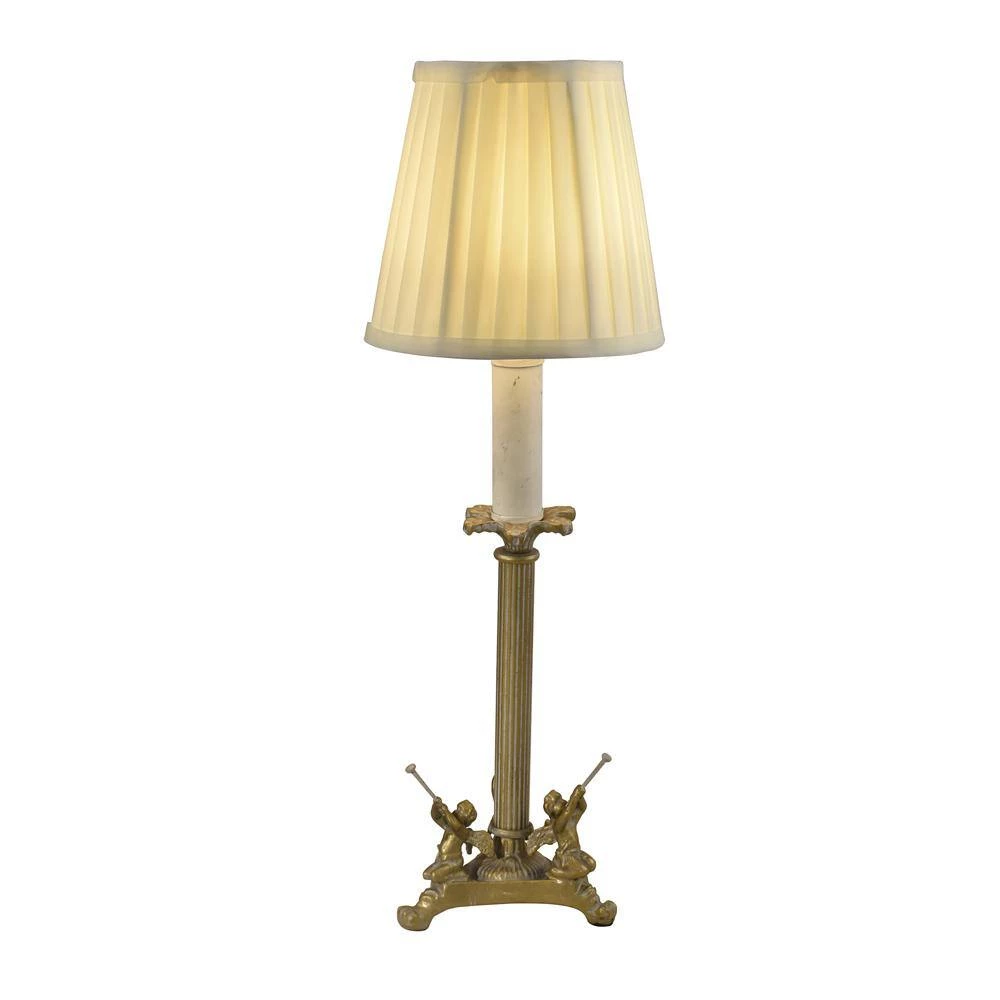 Angel 18 in. Antique Golden Silver Table Lamp with Fabric Shade by Springdale Lighting 4 Angel 18 in. Antique Golden Silver Table Lamp with Fabric Shade by Springdale Lighting - Image 2