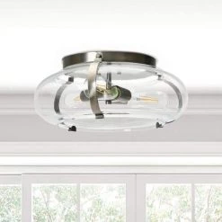 Alston - 16 in. Glass and Metal Flush Mount Ceiling Light, Antique Nickel by Robert Stevenson Lighting 17 Alston - 16 in. Glass and Metal Flush Mount Ceiling Light, Antique Nickel by Robert Stevenson Lighting -Litton Lane Sales antique nickel robert stevenson lighting flush mount lights ec1241 31 1000