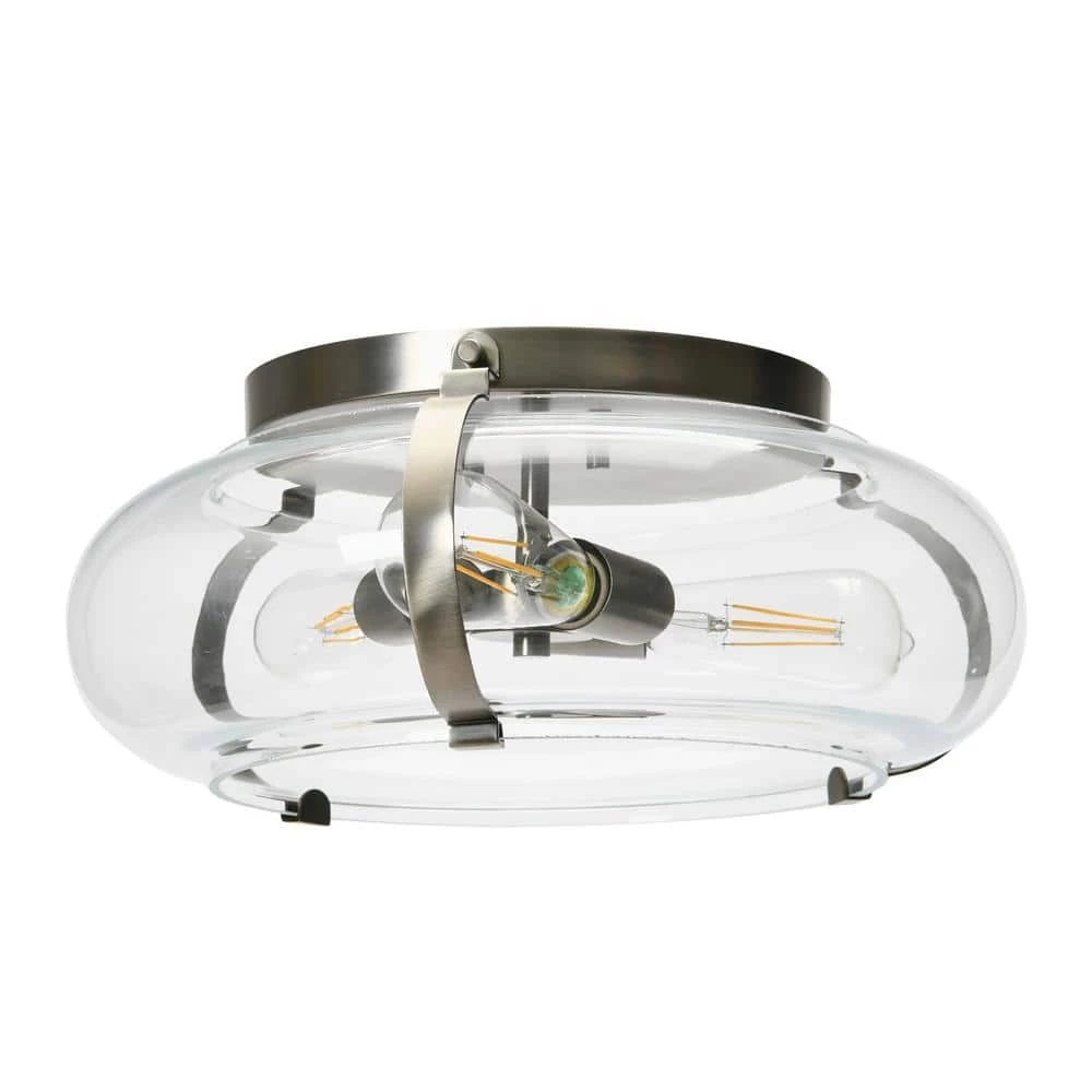 Alston - 16 in. Glass and Metal Flush Mount Ceiling Light, Antique Nickel by Robert Stevenson Lighting 3 Alston - 16 in. Glass and Metal Flush Mount Ceiling Light, Antique Nickel by Robert Stevenson Lighting