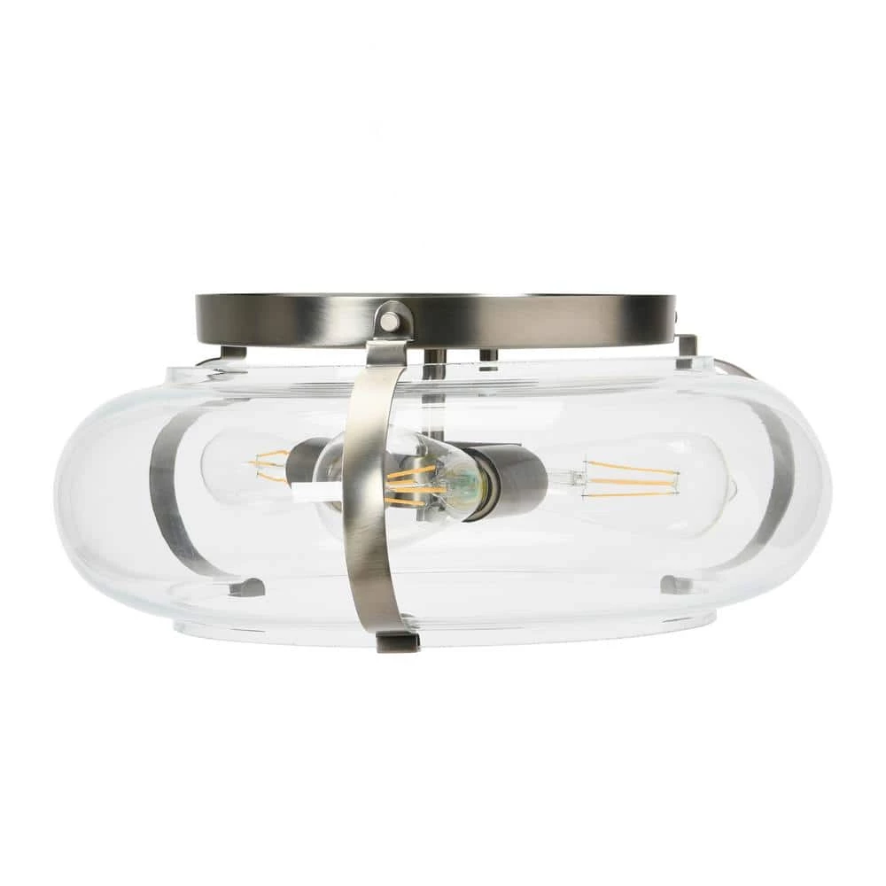 Alston - 16 in. Glass and Metal Flush Mount Ceiling Light, Antique Nickel by Robert Stevenson Lighting 4 Alston - 16 in. Glass and Metal Flush Mount Ceiling Light, Antique Nickel by Robert Stevenson Lighting - Image 2