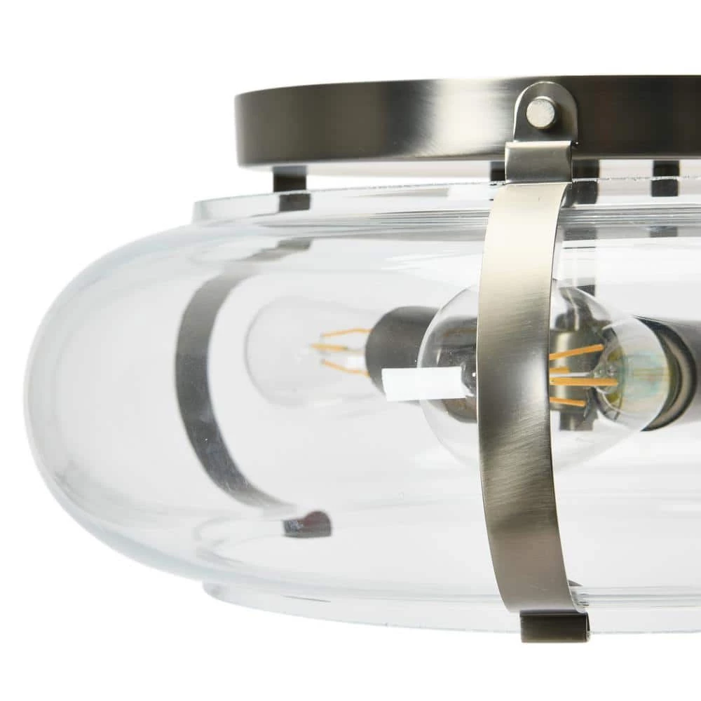 Alston - 16 in. Glass and Metal Flush Mount Ceiling Light, Antique Nickel by Robert Stevenson Lighting 8 Alston - 16 in. Glass and Metal Flush Mount Ceiling Light, Antique Nickel by Robert Stevenson Lighting - Image 6