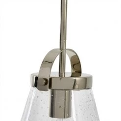 Wesley - Nickel Metal and Seedy Glass 1 Pendant Ceiling Light by Robert Stevenson Lighting -Litton Lane Sales antique nickel robert stevenson lighting pendant lights ec1145b 1f 1000