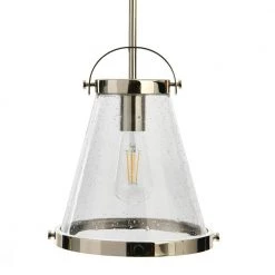 Wesley - Nickel Metal and Seedy Glass 1 Pendant Ceiling Light by Robert Stevenson Lighting -Litton Lane Sales antique nickel robert stevenson lighting pendant lights ec1145b 4f 1000