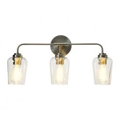Holden - 24 in. 3-Light Antique Nickel Vanity Light Metal and Glass by Robert Stevenson Lighting -Litton Lane Sales antique nickel robert stevenson lighting vanity lighting ec1243 1f 1000