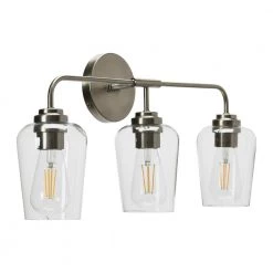 Holden - 24 in. 3-Light Antique Nickel Vanity Light Metal and Glass by Robert Stevenson Lighting -Litton Lane Sales antique nickel robert stevenson lighting vanity lighting ec1243 44 1000