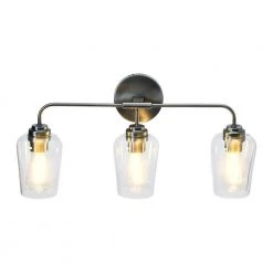 Holden - 24 in. 3-Light Antique Nickel Vanity Light Metal and Glass by Robert Stevenson Lighting -Litton Lane Sales antique nickel robert stevenson lighting vanity lighting ec1243 4f 1000