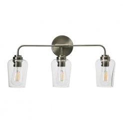 Holden - 24 in. 3-Light Antique Nickel Vanity Light Metal and Glass by Robert Stevenson Lighting