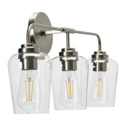 Holden - 24 in. 3-Light Antique Nickel Vanity Light Metal and Glass by Robert Stevenson Lighting -Litton Lane Sales antique nickel robert stevenson lighting vanity lighting ec1243 fa 1000