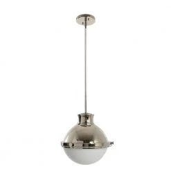 Cameron - 1-Light Antique Polished Nickel Steel Globe Pendant Light with Frosted Glass Shade by Robert Stevenson Lighting 15 Cameron - 1-Light Antique Polished Nickel Steel Globe Pendant Light with Frosted Glass Shade by Robert Stevenson Lighting -Litton Lane Sales antique polished nickel robert stevenson lighting chandeliers ec1130b 1f 1000