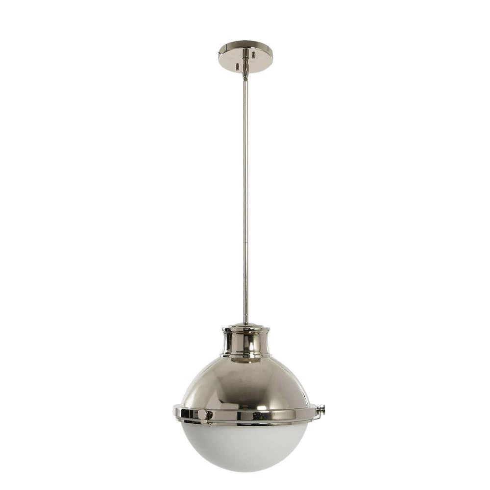 Cameron - 1-Light Antique Polished Nickel Steel Globe Pendant Light with Frosted Glass Shade by Robert Stevenson Lighting 7 Cameron - 1-Light Antique Polished Nickel Steel Globe Pendant Light with Frosted Glass Shade by Robert Stevenson Lighting - Image 5