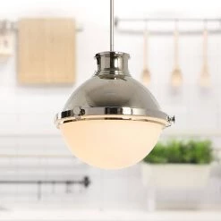 Cameron - 1-Light Antique Polished Nickel Steel Globe Pendant Light with Frosted Glass Shade by Robert Stevenson Lighting 19 Cameron - 1-Light Antique Polished Nickel Steel Globe Pendant Light with Frosted Glass Shade by Robert Stevenson Lighting -Litton Lane Sales antique polished nickel robert stevenson lighting chandeliers ec1130b 31 1000