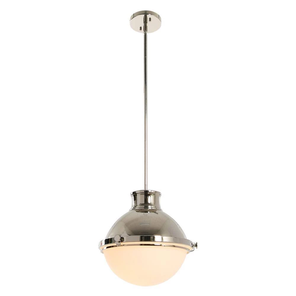 Cameron - 1-Light Antique Polished Nickel Steel Globe Pendant Light with Frosted Glass Shade by Robert Stevenson Lighting 6 Cameron - 1-Light Antique Polished Nickel Steel Globe Pendant Light with Frosted Glass Shade by Robert Stevenson Lighting - Image 4