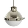 Cameron - 1-Light Antique Polished Nickel Steel Globe Pendant Light with Frosted Glass Shade by Robert Stevenson Lighting -Litton Lane Sales antique polished nickel robert stevenson lighting chandeliers ec1130b 64 1000