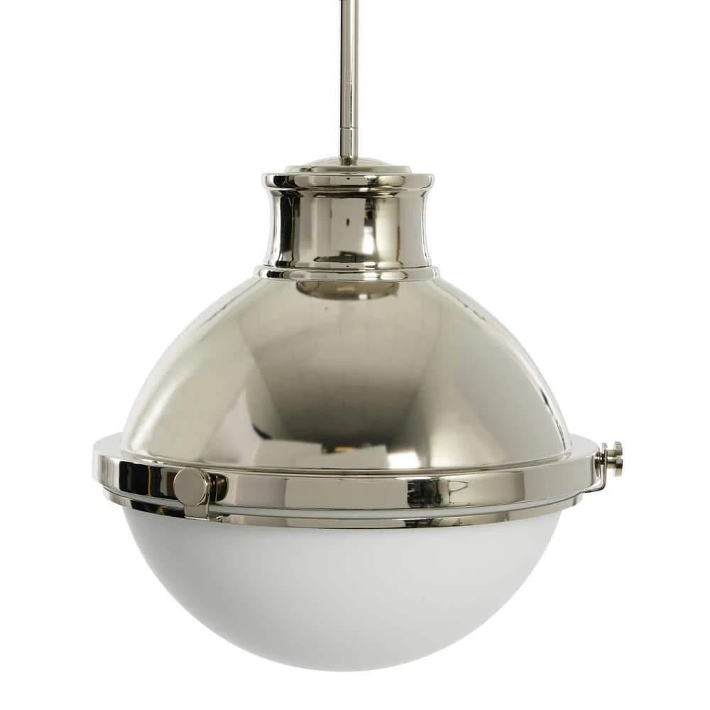 Cameron - 1-Light Antique Polished Nickel Steel Globe Pendant Light with Frosted Glass Shade by Robert Stevenson Lighting 3 Cameron - 1-Light Antique Polished Nickel Steel Globe Pendant Light with Frosted Glass Shade by Robert Stevenson Lighting