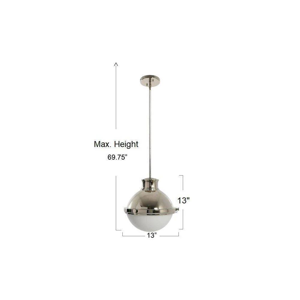 Cameron - 1-Light Antique Polished Nickel Steel Globe Pendant Light with Frosted Glass Shade by Robert Stevenson Lighting 4 Cameron - 1-Light Antique Polished Nickel Steel Globe Pendant Light with Frosted Glass Shade by Robert Stevenson Lighting - Image 2