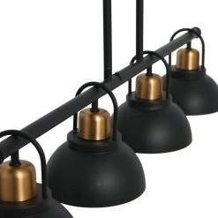 Walsh - 4-Light Matte Black and Natural Brass Billiard Light by Robert Stevenson Lighting -Litton Lane Sales black bronze robert stevenson lighting pool table lights ec1133b 1f 1000