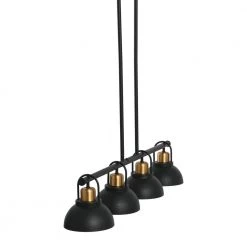 Walsh - 4-Light Matte Black and Natural Brass Billiard Light by Robert Stevenson Lighting -Litton Lane Sales black bronze robert stevenson lighting pool table lights ec1133b 4f 1000