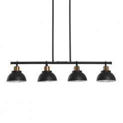 Walsh - 4-Light Matte Black and Natural Brass Billiard Light by Robert Stevenson Lighting