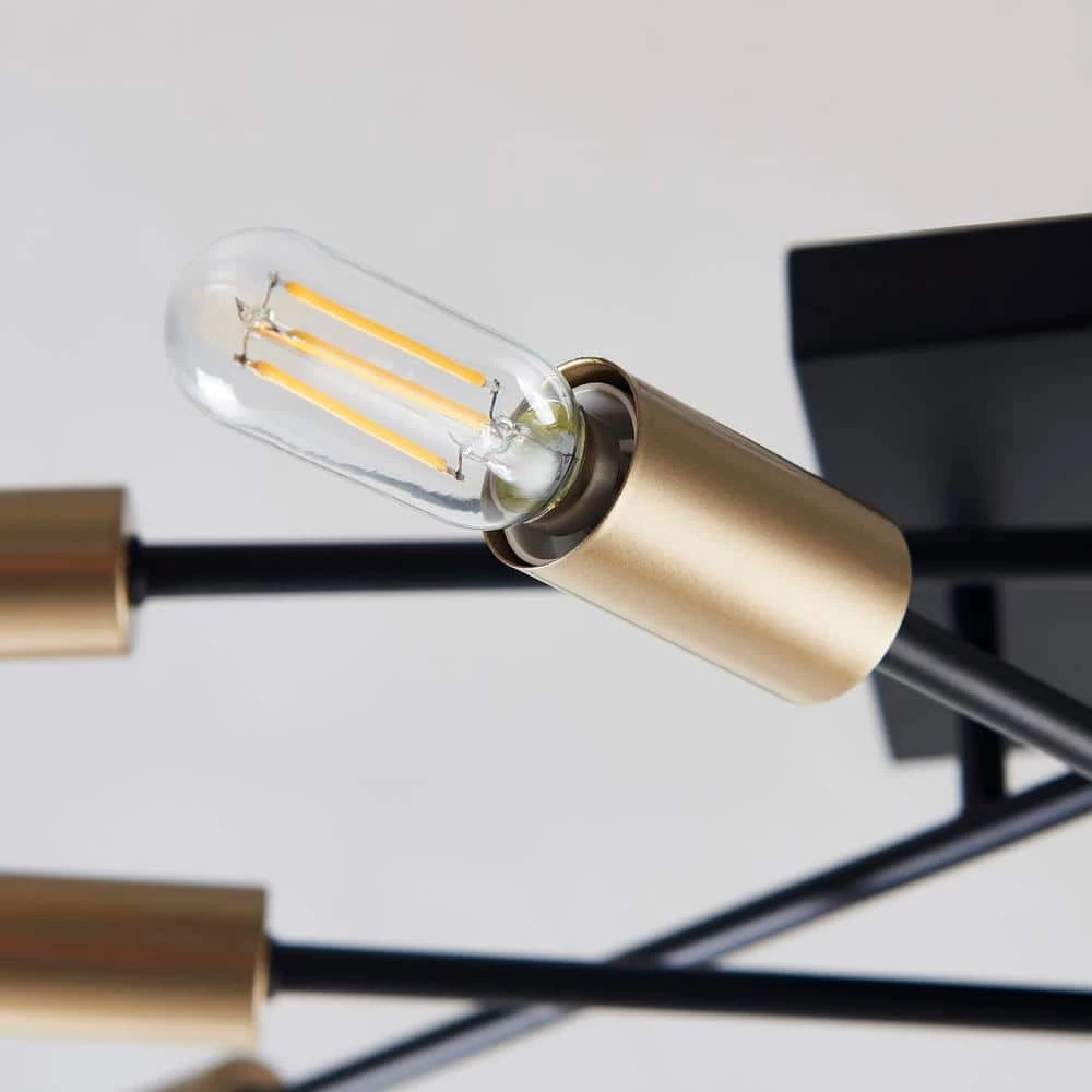 Halton 19.5 in. x 19.5 in. x 4.75 in. H 8-Light Black and Gold Flush Mount Ceiling Fixture with Bulbs by Bromi Design 4 Halton 19.5 in. x 19.5 in. x 4.75 in. H 8-Light Black and Gold Flush Mount Ceiling Fixture with Bulbs by Bromi Design - Image 2