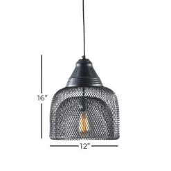 1-Light Black Metal Pendant by Litton Lane -Litton Lane Sales black litton lane chandeliers 45499 76 1000