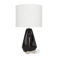 26 in. Black Stoneware Modern Table Lamp by Litton Lane -Litton Lane Sales black litton lane table lamps 042324 66 1000
