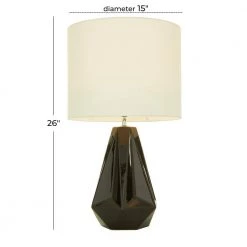 26 in. Black Stoneware Modern Table Lamp by Litton Lane -Litton Lane Sales black litton lane table lamps 042324 76 1000