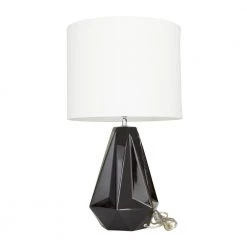 26 in. Black Stoneware Modern Table Lamp by Litton Lane -Litton Lane Sales black litton lane table lamps 042324 c3 1000