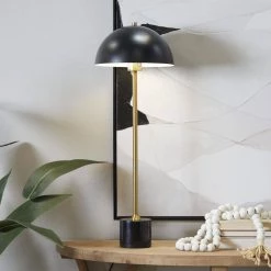 28 in. Black Metal Contemporary Umbrella Style Table Lamp by Litton Lane -Litton Lane Sales black litton lane table lamps 042863 31 1000