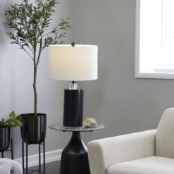 24 in. Black Marble Modern Table Lamp by Litton Lane -Litton Lane Sales black litton lane table lamps 043095 31 1000