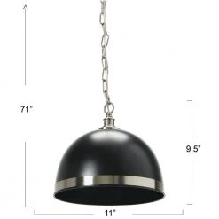 Hensley - 1 Metal Pendant Light, Black and Antique Nickel by Robert Stevenson Lighting 16 Hensley - 1 Metal Pendant Light, Black and Antique Nickel by Robert Stevenson Lighting -Litton Lane Sales black nickel robert stevenson lighting pendant lights ec1236 76 1000