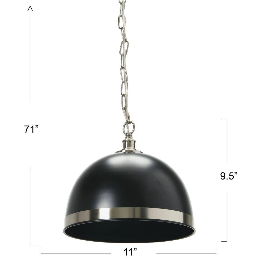 Hensley - 1 Metal Pendant Light, Black and Antique Nickel by Robert Stevenson Lighting 9 Hensley - 1 Metal Pendant Light, Black and Antique Nickel by Robert Stevenson Lighting - Image 7