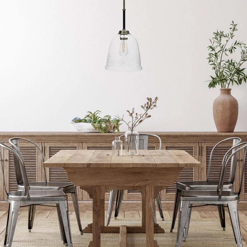 Landry - 1 Seedy Glass and Metal Pendant Light, Black and Nickel by Robert Stevenson Lighting 10 Landry - 1 Seedy Glass and Metal Pendant Light, Black and Nickel by Robert Stevenson Lighting - Image 8